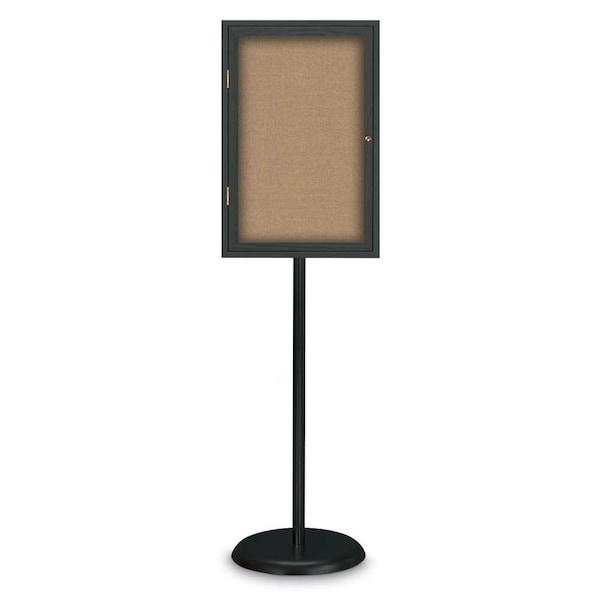 Corkboard, Double Door, Radius Frame, 60x36", Bronze/Natural Tan Cork